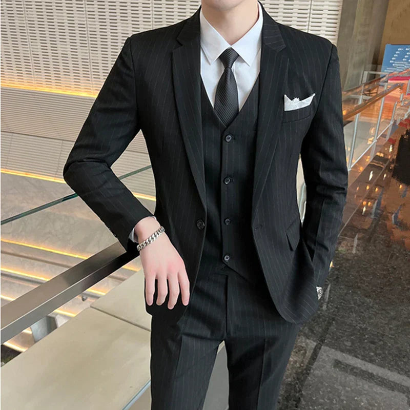 Mattias - Business-Streifen-Set für Männer [Jacke, Weste + Hose]