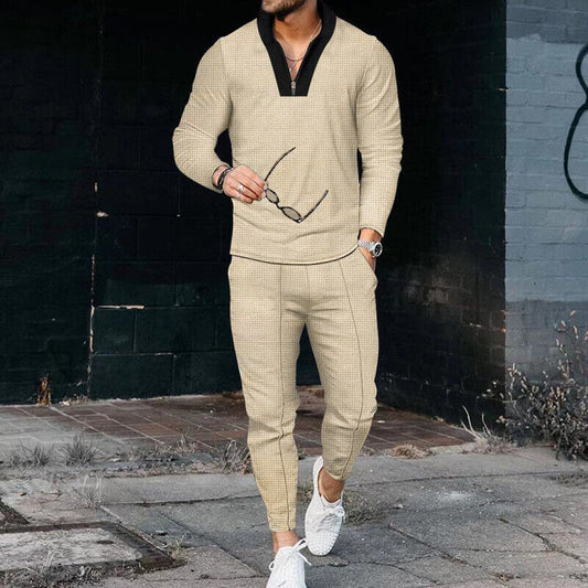 2-teiliges Herren Set – Stylisches Freizeit-Outfit mit Stehkragen & Slim Fit Joggerhose