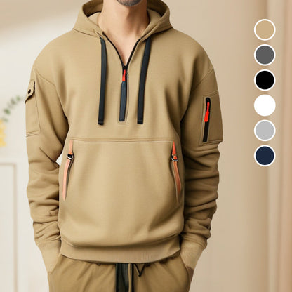 Bluza z kapturem na pół zamka