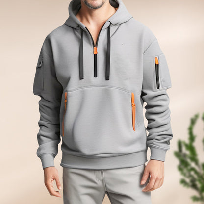 Bluza z kapturem na pół zamka