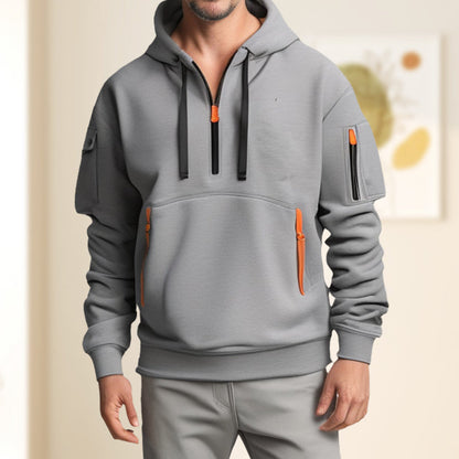 Bluza z kapturem na pół zamka